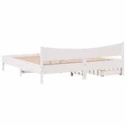 vidaXL Bed Frame with Drawers Bed Base Solid Wood Pine - white, 200 x 200 cm - Additional view 7