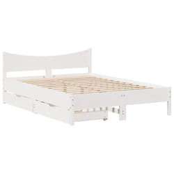 vidaXL Bed Frame with Drawers Bed Base Solid Wood Pine - white, 160 x 200 cm