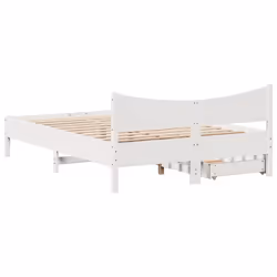vidaXL Bed Frame with Drawers Bed Base Solid Wood Pine - white, 160 x 200 cm - Additional view 7