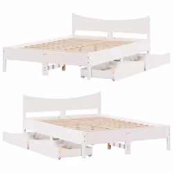 vidaXL Bed Frame with Drawers Bed Base Solid Wood Pine - white, 160 x 200 cm - Additional view 8