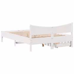 vidaXL Bed Frame with Drawers Bed Base Solid Wood Pine - white, 120 x 200 cm - Additional view 7