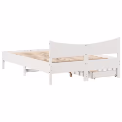 vidaXL Bed Frame with Drawers Bed Base Solid Wood Pine - white, 140 x 190 cm - Additional view 8