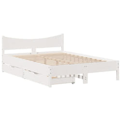 vidaXL Bed Frame with Drawers Bed Base Solid Wood Pine - white, 135 x 190 cm