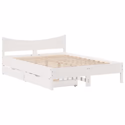 vidaXL Bed Frame with Drawers Bed Base Solid Wood Pine - white, 120 x 190 cm