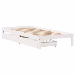 vidaXL Bed Frame with Drawers Bed Wax Solid Wood Pine - white, 75 x 190 cm - Additional view 2
