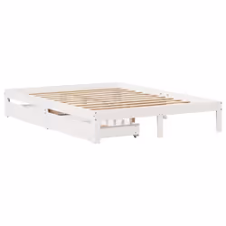 vidaXL Bed Frame with Drawers Bed Wax Solid Wood Pine - white, 120 x 190 cm - Additional view 2