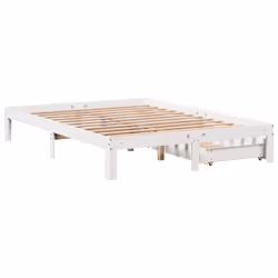vidaXL Bed Frame with Drawers Bed Wax Solid Wood Pine - white, 120 x 190 cm - Additional view 7