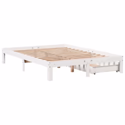 vidaXL Bed Frame with Drawers Bed Wax Solid Wood Pine - white, 135 x 190 cm - Additional view 7