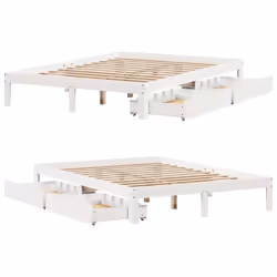 vidaXL Bed Frame with Drawers Bed Wax Solid Wood Pine - white, 140 x 190 cm - Additional view 8