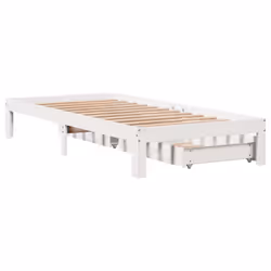 vidaXL Bed Frame with Drawers Bed Wax Solid Wood Pine - white, 100 x 200 cm - Additional view 7