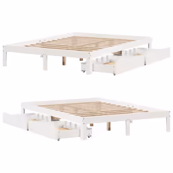 vidaXL Bed Frame with Drawers Bed Wax Solid Wood Pine - white, 120 x 200 cm - Additional view 8