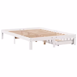 vidaXL Bed Frame with Drawers Bed Wax Solid Wood Pine - white, 140 x 200 cm - Additional view 7