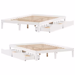 vidaXL Bed Frame with Drawers Bed Wax Solid Wood Pine - white, 140 x 200 cm - Additional view 8