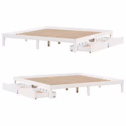 vidaXL Bed Frame with Drawers Bed Wax Solid Wood Pine - white, 180 x 200 cm - Additional view 8