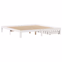 vidaXL Bed Frame with Drawers Bed Wax Solid Wood Pine - white, 200 x 200 cm - Additional view 7