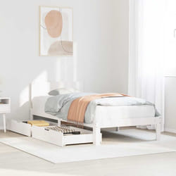 vidaXL Bed Frame with Drawers White 75x190 cm Small Single Solid Wood Pine