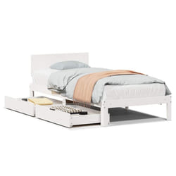 vidaXL Bed Frame with Drawers Bed Base White 90x190 cm Single Solid Wood Pine