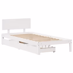 vidaXL Bed Frame with Drawers Bed Base White 90x190 cm Single Solid Wood Pine