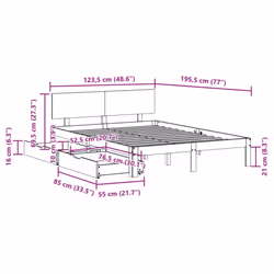 vidaXL Bed Frame with Drawers Bed Base Solid Wood Pine - white, 120 x 190 cm