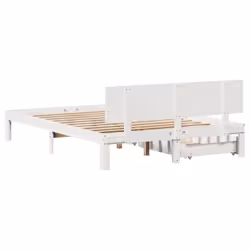 vidaXL Bed Frame with Drawers Bed Base Solid Wood Pine - white, 120 x 190 cm - Additional view 5