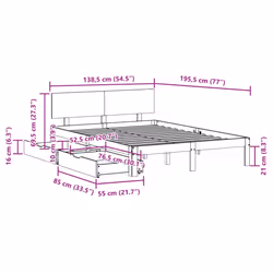 vidaXL Bed Frame with Drawers Bed Base Solid Wood Pine - white, 135 x 190 cm