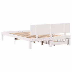 vidaXL Bed Frame with Drawers Bed Base Solid Wood Pine - white, 135 x 190 cm - Additional view 5
