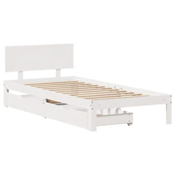 vidaXL Bed Frame with Drawers Bed Base Solid Wood Pine - white, 90 x 200 cm