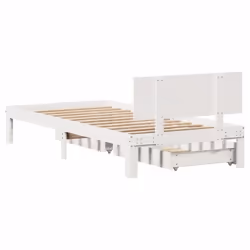 vidaXL Bed Frame with Drawers Bed Base Solid Wood Pine - white, 90 x 200 cm - Additional view 5