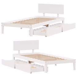 vidaXL Bed Frame with Drawers Bed Base Solid Wood Pine - white, 90 x 200 cm - Additional view 8