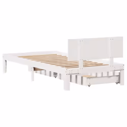 vidaXL Bed Frame with Drawers Bed Base Solid Wood Pine - white, 100 x 200 cm - Additional view 5