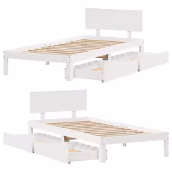 vidaXL Bed Frame with Drawers Bed Base Solid Wood Pine - white, 100 x 200 cm - Additional view 8