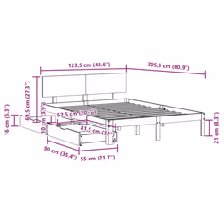 vidaXL Bed Frame with Drawers Bed Base Solid Wood Pine - white, 120 x 200 cm