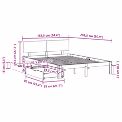 vidaXL Bed Frame with Drawers Bed Base Solid Wood Pine - white, 160 x 200 cm