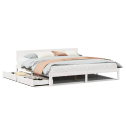 vidaXL Bed Frame with Drawers Bed Base Solid Wood Pine - white, 200 x 200 cm