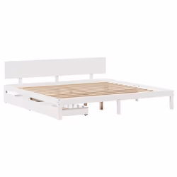 vidaXL Bed Frame with Drawers Bed Base Solid Wood Pine - white, 200 x 200 cm