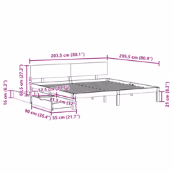 vidaXL Bed Frame with Drawers Bed Base Solid Wood Pine - white, 200 x 200 cm