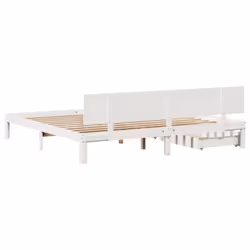 vidaXL Bed Frame with Drawers Bed Base Solid Wood Pine - white, 200 x 200 cm - Additional view 5