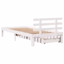 vidaXL Bed Frame with Drawers Bed Base Solid Wood Pine - white, 75 x 190 cm - Additional view 5