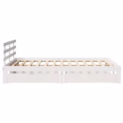 vidaXL Bed Frame with Drawers Bed Base Solid Wood Pine - white, 140 x 190 cm - Additional view 4