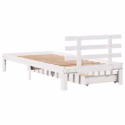 vidaXL Bed Frame with Drawers Bed Base Solid Wood Pine - white, 90 x 200 cm - Additional view 5