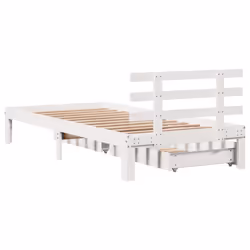 vidaXL Bed Frame with Drawers Bed Base Solid Wood Pine - white, 100 x 200 cm - Additional view 5