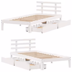 vidaXL Bed Frame with Drawers Bed Base Solid Wood Pine - white, 100 x 200 cm - Additional view 8