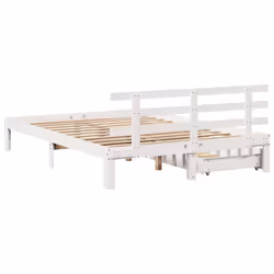 vidaXL Bed Frame with Drawers Bed Base Solid Wood Pine - white, 120 x 200 cm - Additional view 5