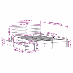 vidaXL Bed Frame with Drawers Bed Base Solid Wood Pine - white, 160 x 200 cm - Additional view 10