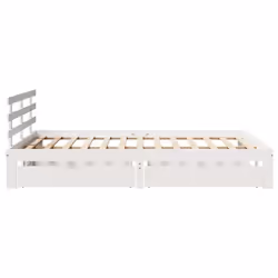 vidaXL Bed Frame with Drawers Bed Base Solid Wood Pine - white, 160 x 200 cm - Additional view 4
