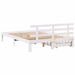vidaXL Bed Frame with Drawers Bed Base Solid Wood Pine - white, 160 x 200 cm - Additional view 5