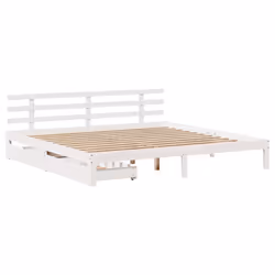 vidaXL Bed Frame with Drawers Bed Base Solid Wood Pine - white, 180 x 200 cm - Additional view 2