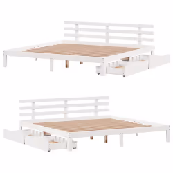vidaXL Bed Frame with Drawers Bed Base Solid Wood Pine - white, 180 x 200 cm - Additional view 8
