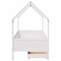 vidaXL Kids Bed Frame with Drawers Wooden Bed Solid Wood Pine - white, 90 x 190 cm - Additional view 6