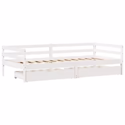 vidaXL Daybed with Drawers Sofa Bed Guest Bed White 90x200 cm Solid Wood Pine